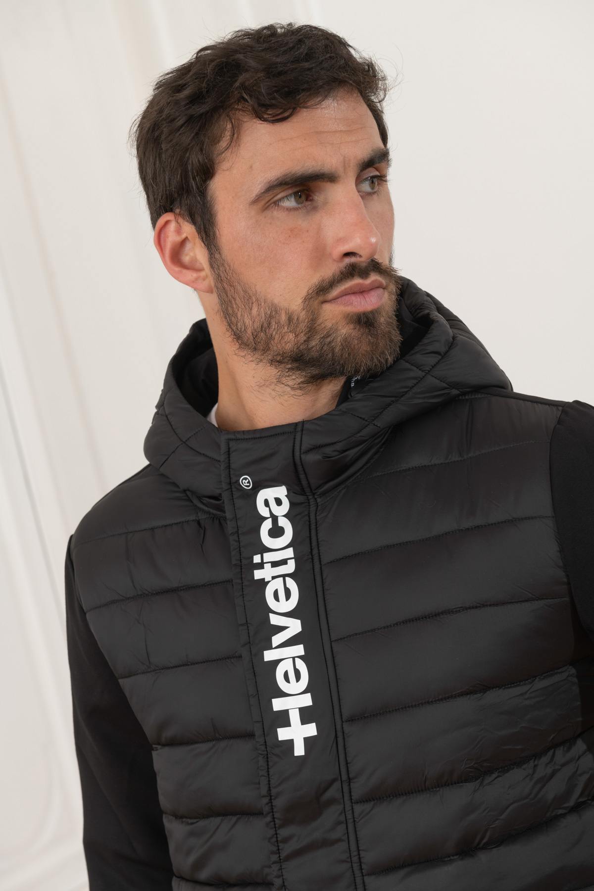 Black bi-material quilted jacket - Image n°7