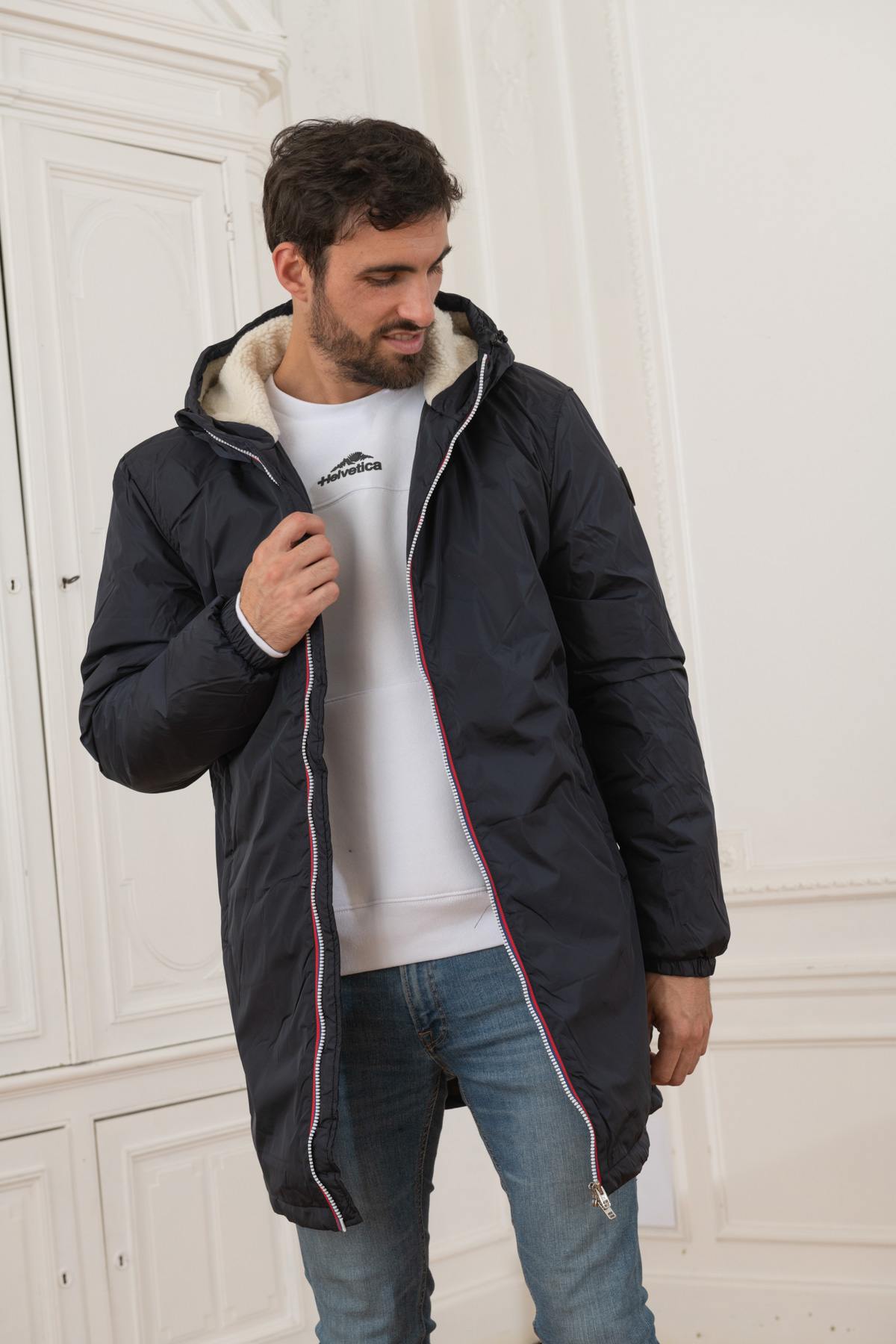 Navy blue waterproof parka - Image n°4