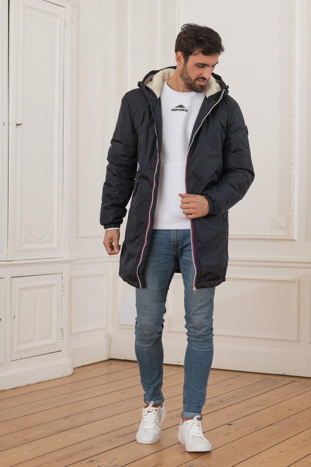 Navy blue waterproof parka - Image n°3