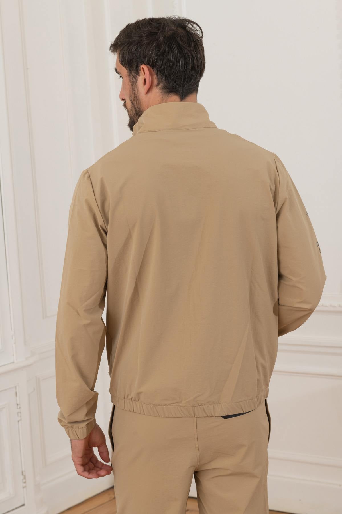 Plain beige flowing jogging jacket - Image n°5