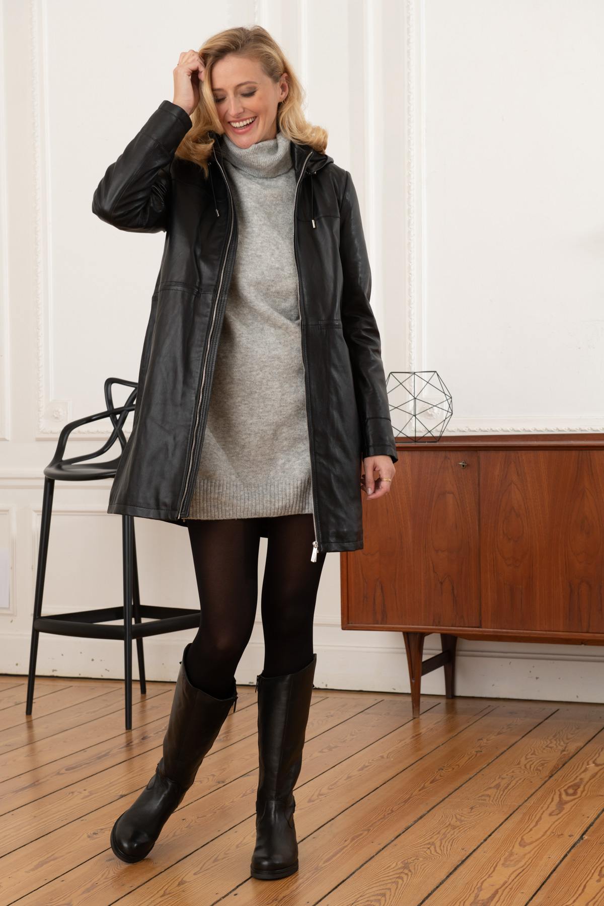 Genuine soft leather parka - Image n°2