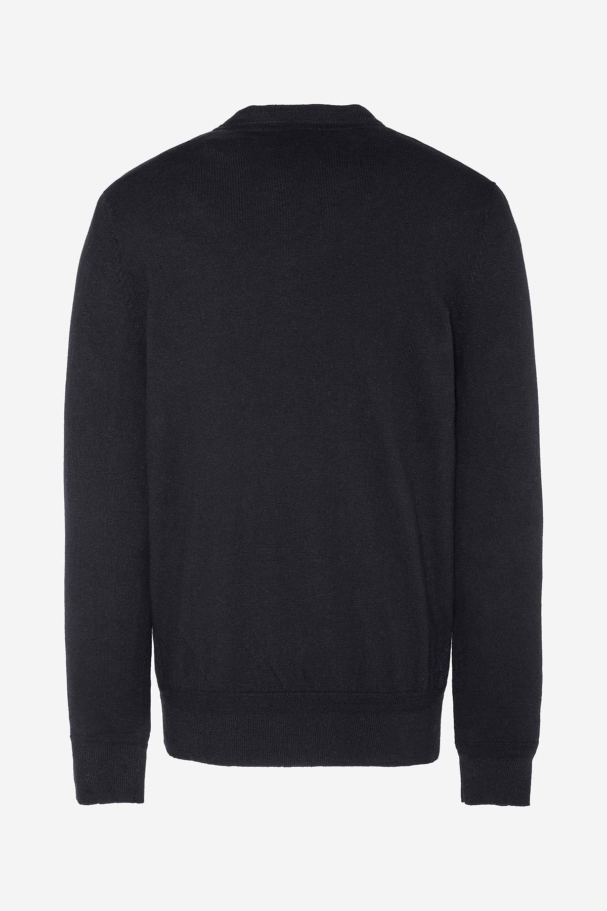 Black cotton V-neck sweater - Image n°3