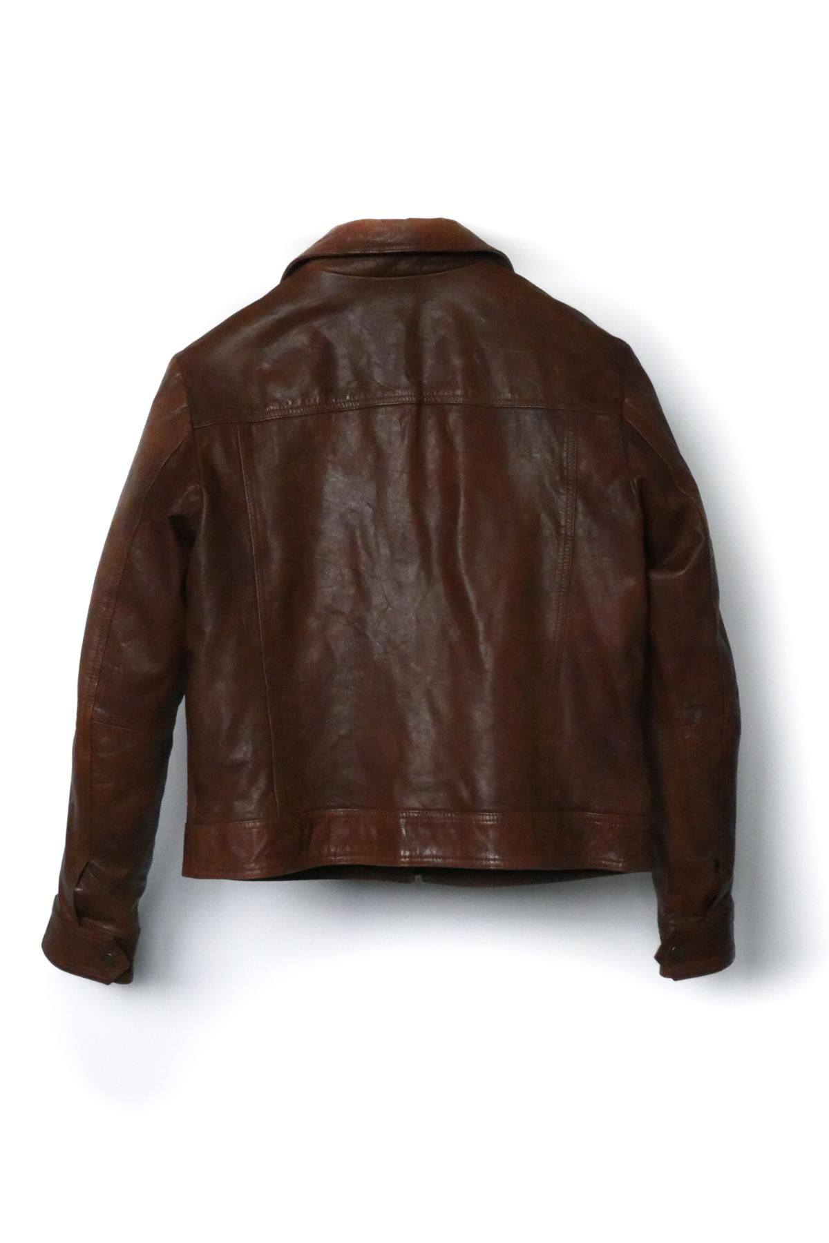 Zara men's brown leather jacket - Image n°2