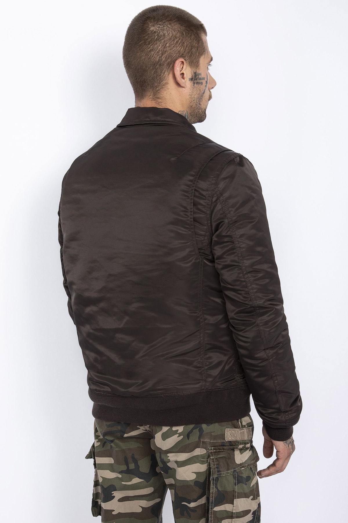 Brown nylon bomber jacket - Image n°3