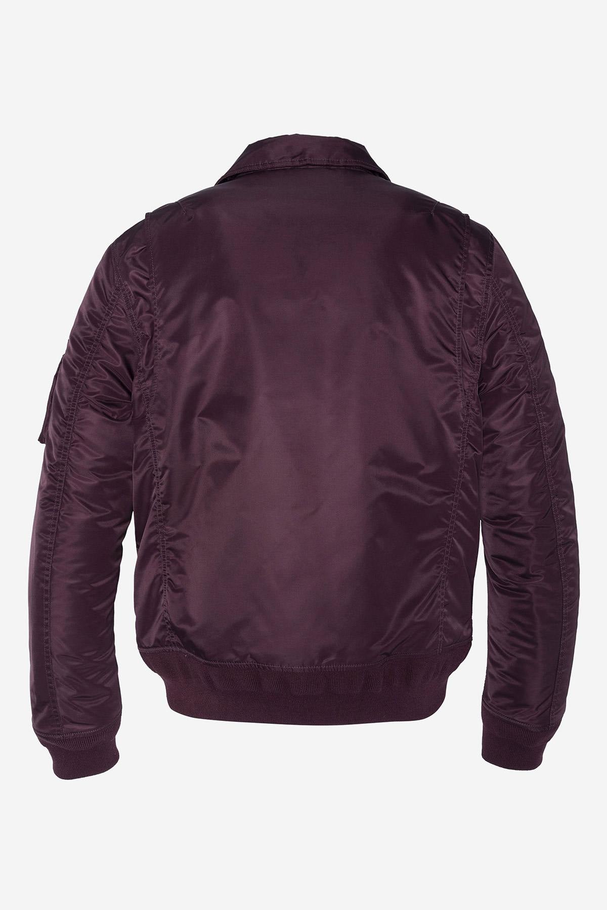 Men's classic burgundy bomber jacket - Image n°2