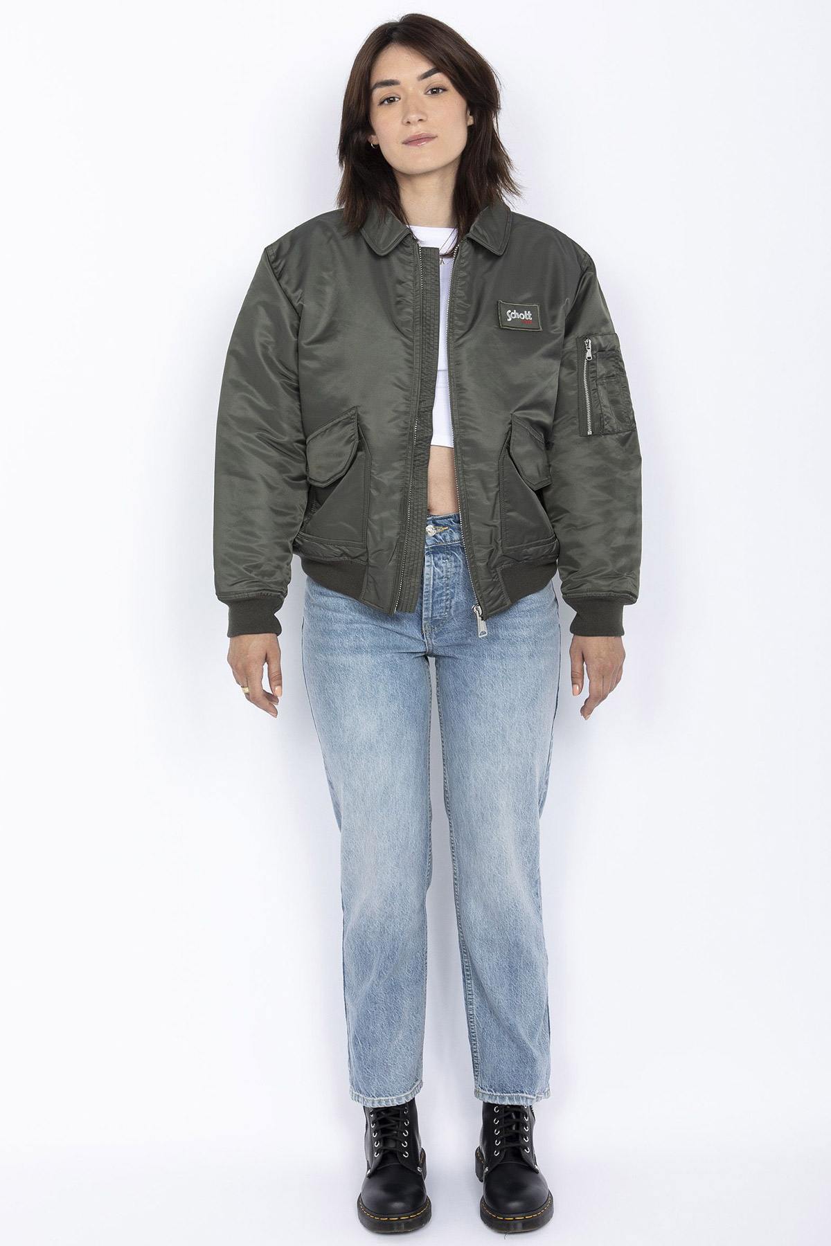 Retro 90's khaki green bomber jacket - Image n°3