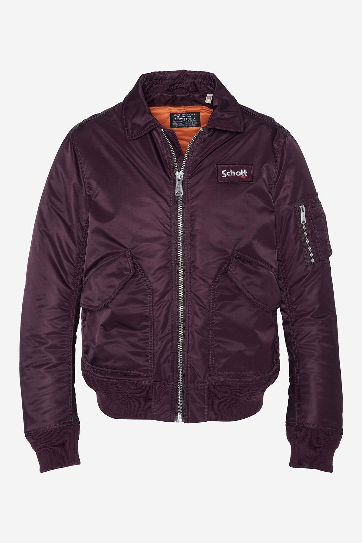 Men's classic burgundy bomber jacket - Image n°1