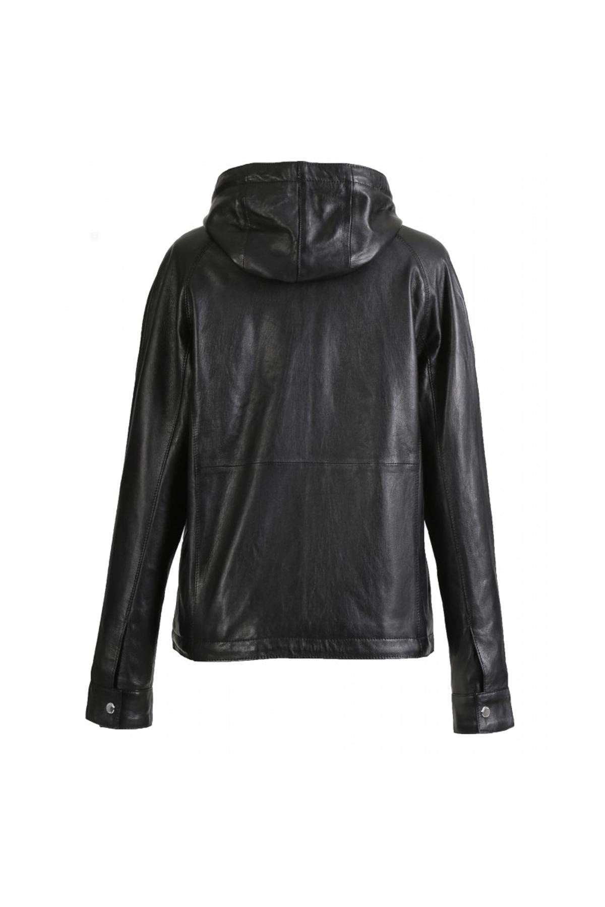 Hooded real leather jacket - Image n°11