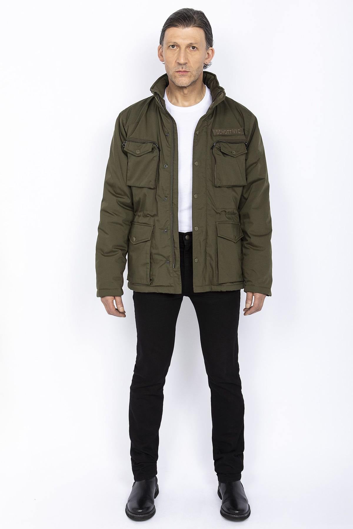 Khaki sherpa lined combat jacket - Image n°4