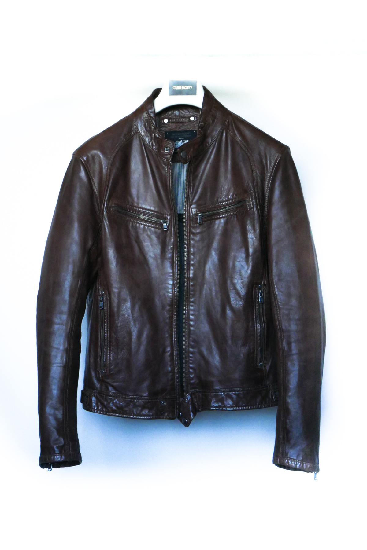 Slim fit biker collar jacket - Image n°1