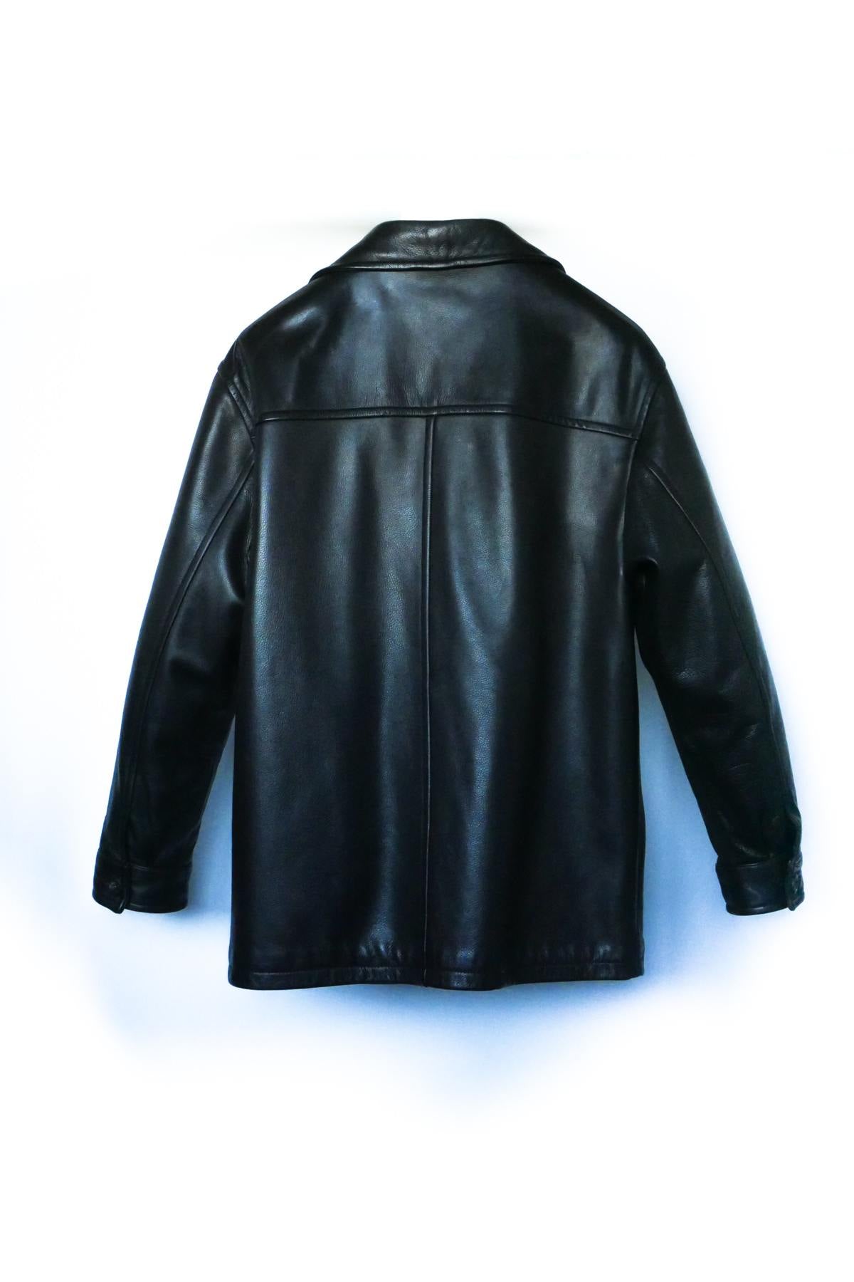 Brown cowhide leather jacket - Image n°2