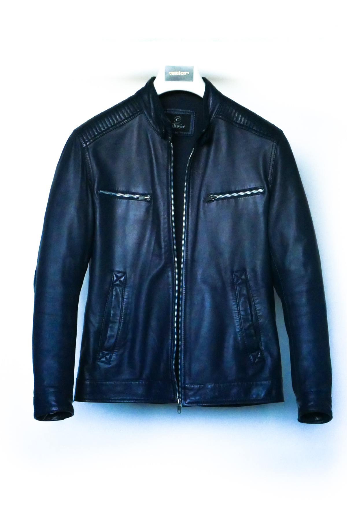 fine blue lambskin jacket - Image n°1