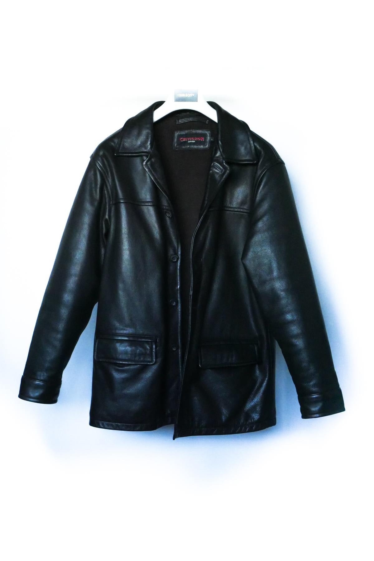 Brown cowhide leather jacket - Image n°1