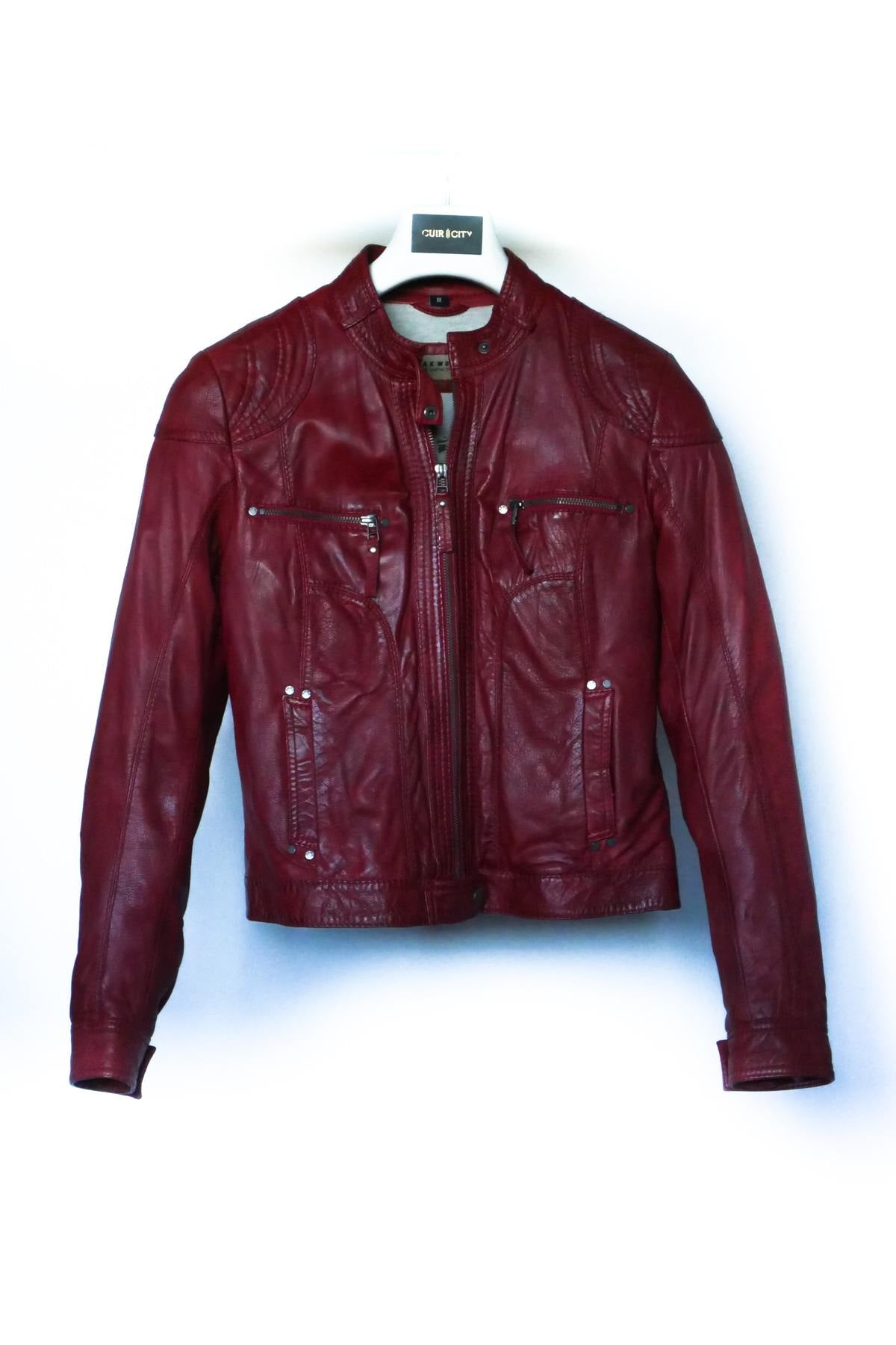 Red biker collar jacket - Image n°3