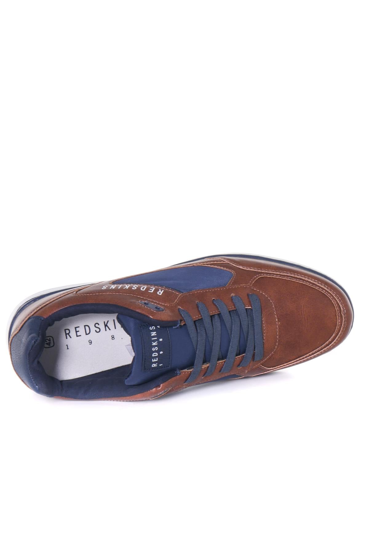 Cognac and navy blue leather sneakers - Image n°10