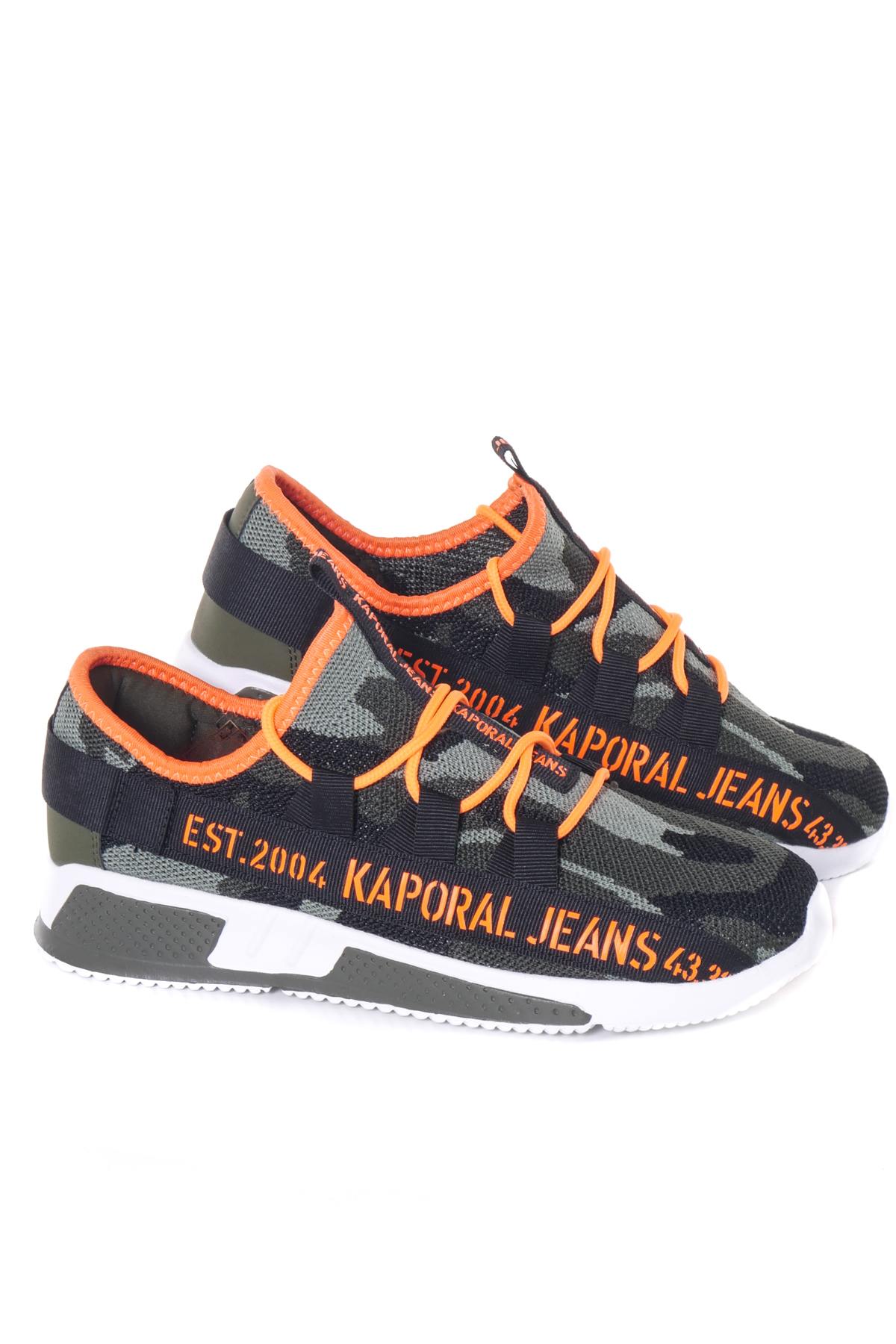 Khaki and orange sportswear sneakers - Image n°8