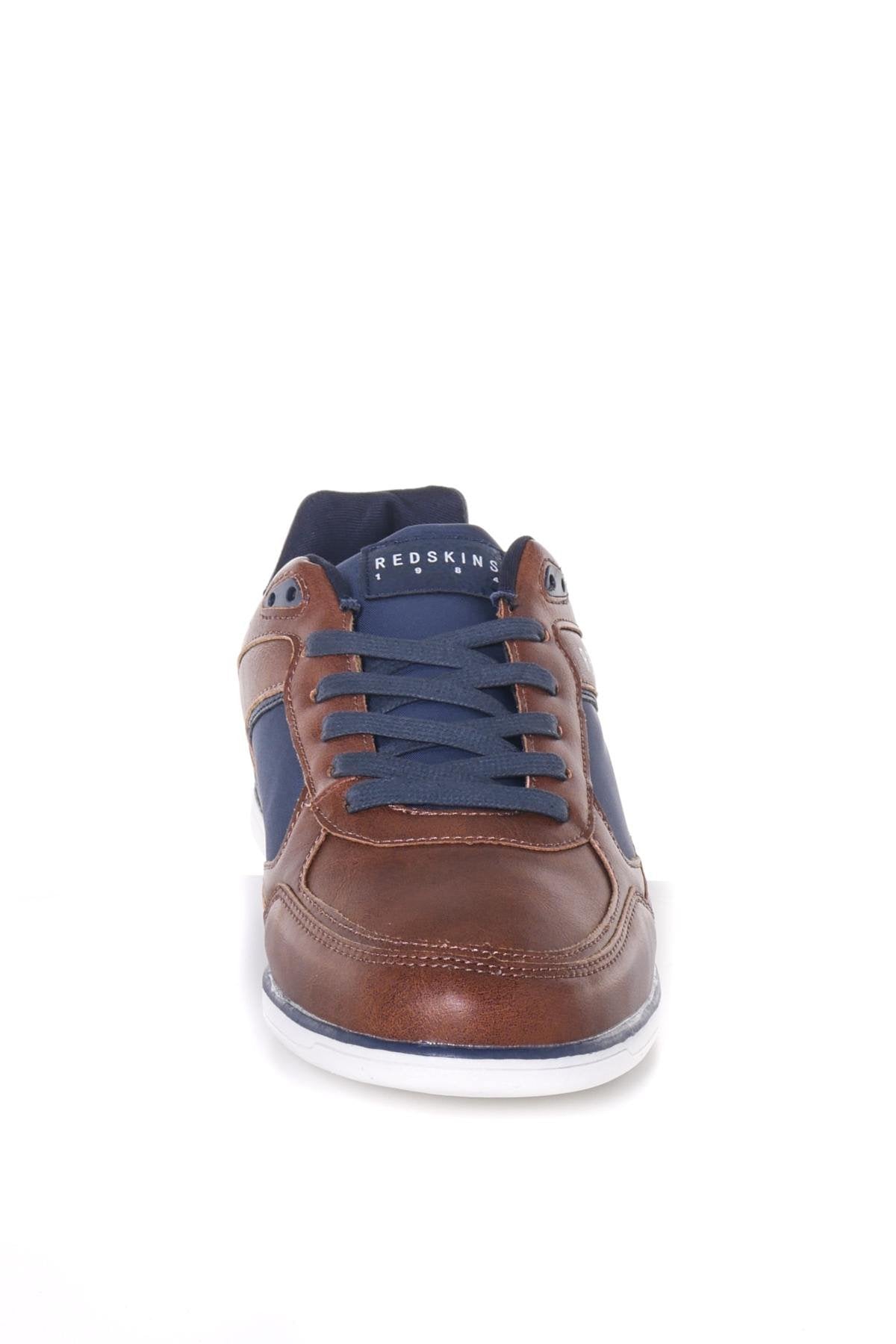 Cognac and navy blue leather sneakers - Image n°12