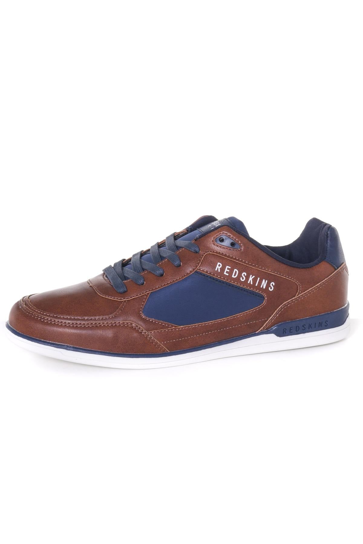 Cognac and navy blue leather sneakers - Image n°14