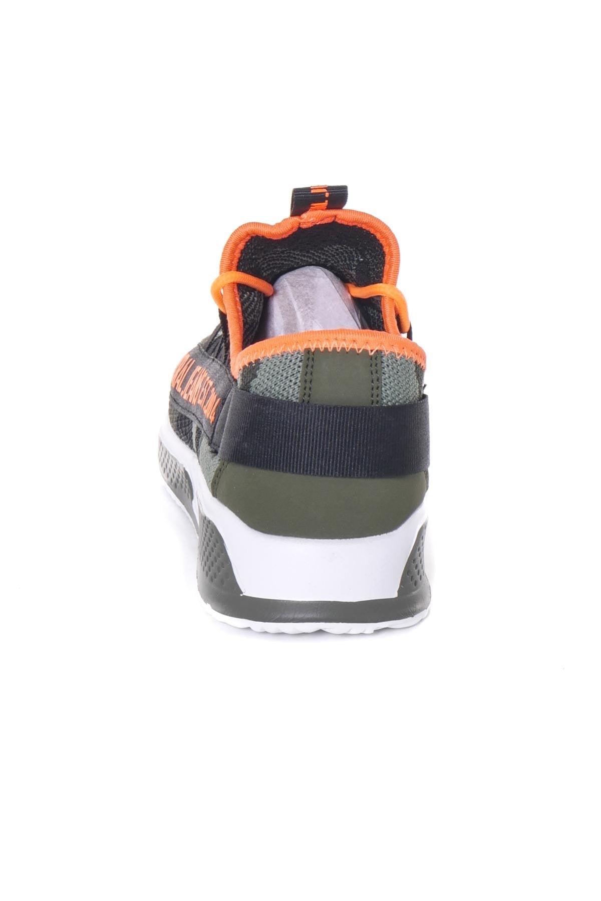 Khaki and orange sportswear sneakers - Image n°13