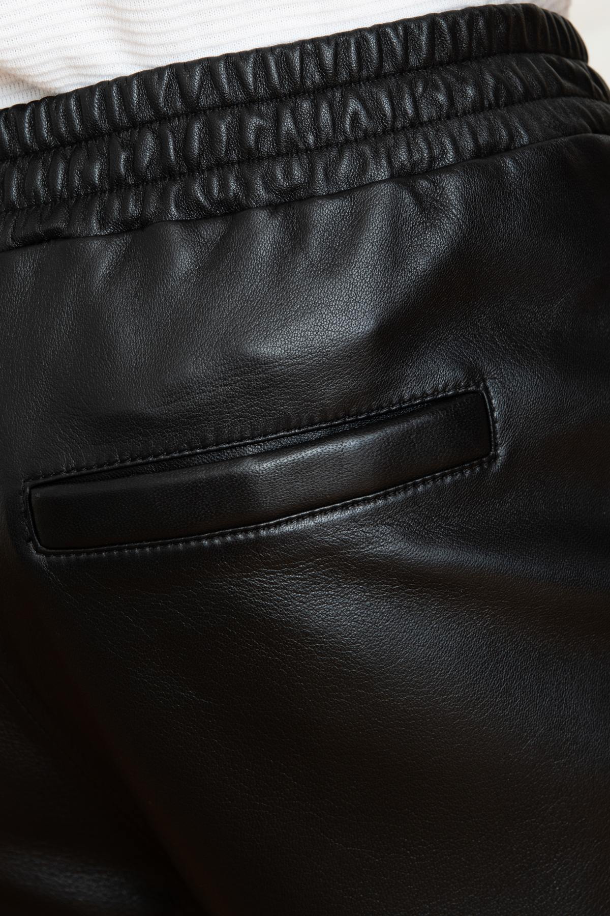 Men's black genuine leather joggers - Image n°5