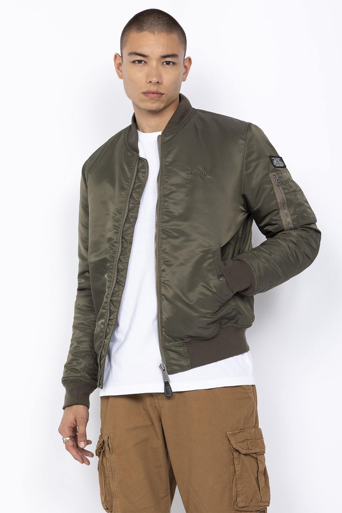 Men's khaki MA-1 bomber jacket - Image n°1