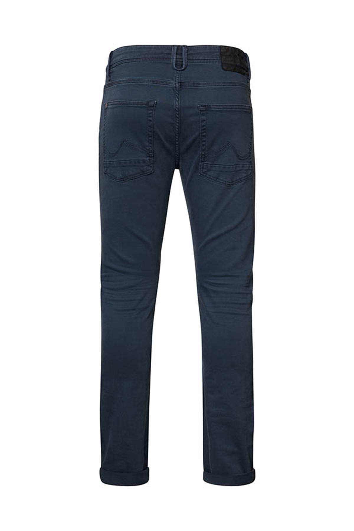 Navy blue stretch jeans with elastane - Image n°1