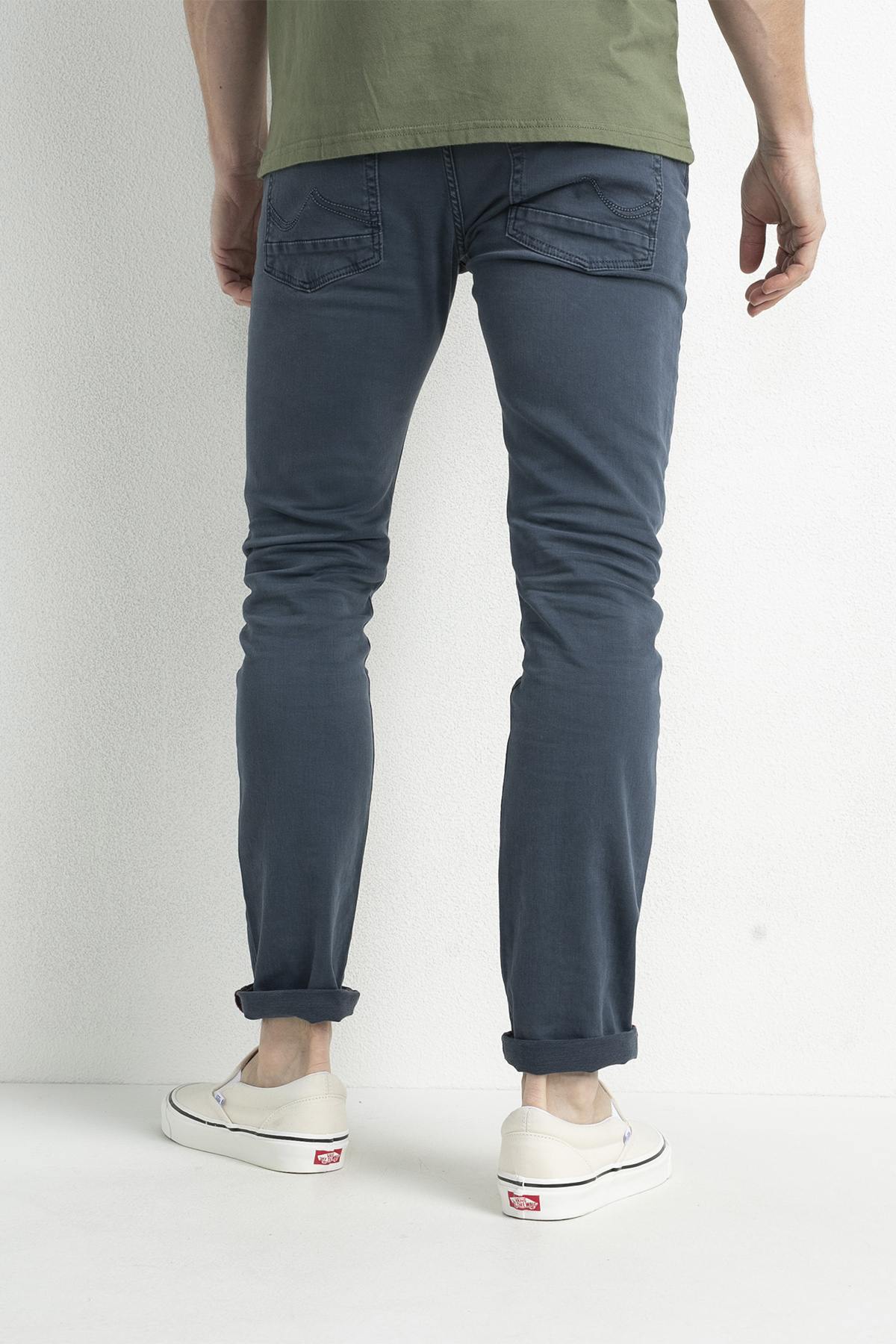 Navy blue stretch jeans with elastane - Image n°2