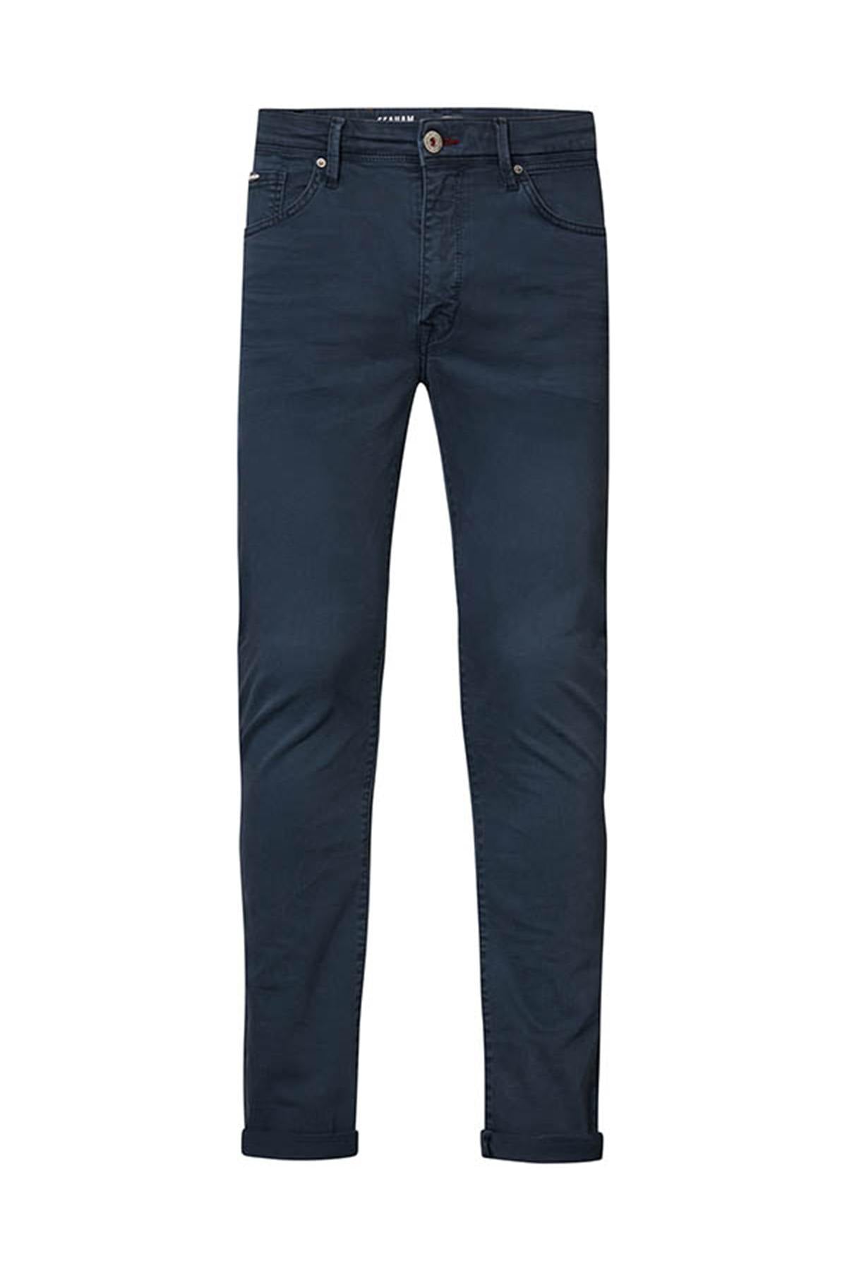 Navy blue stretch jeans with elastane - Image n°4