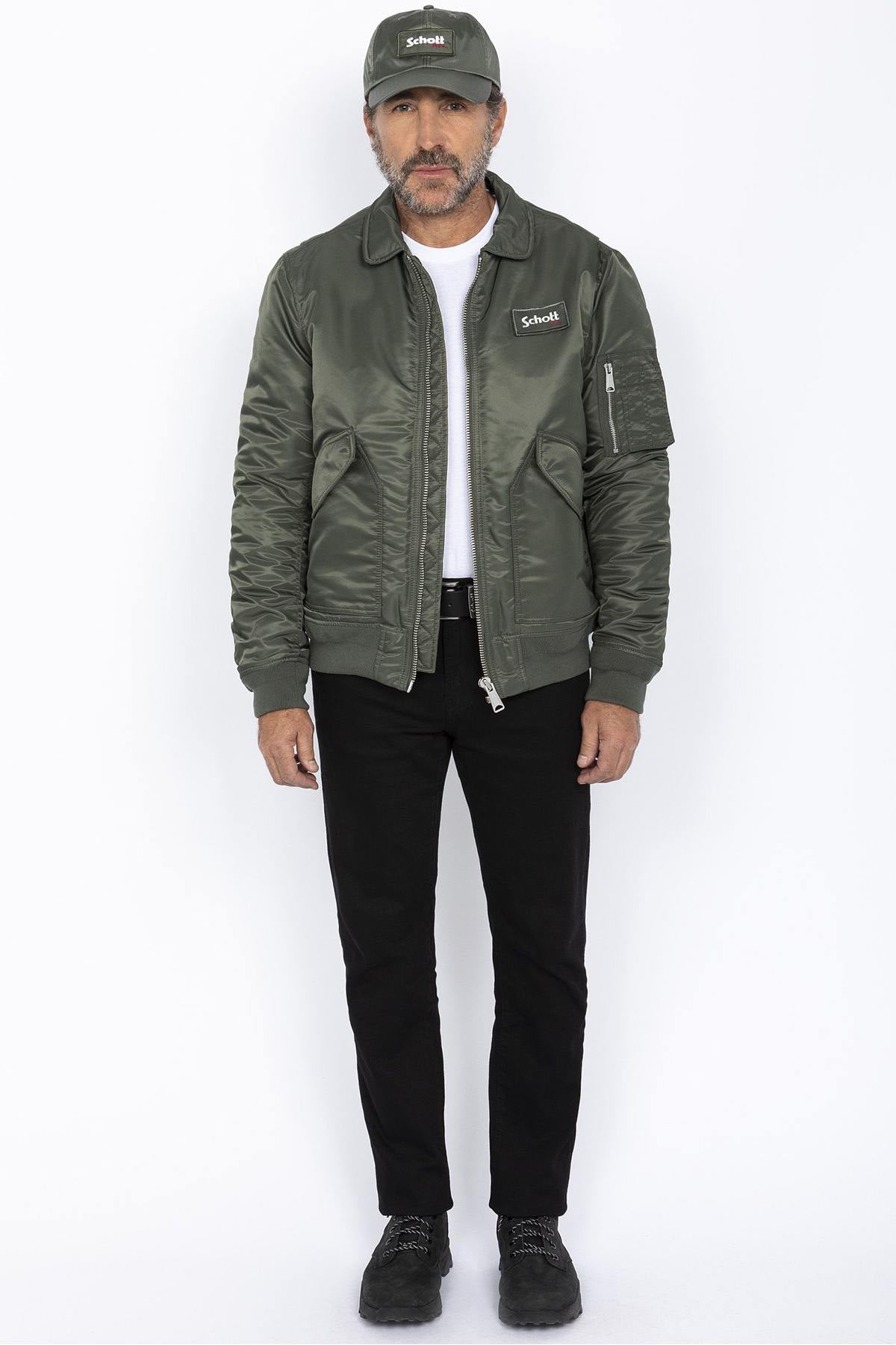 Retro khaki-colored bomber jacket - Image n°4