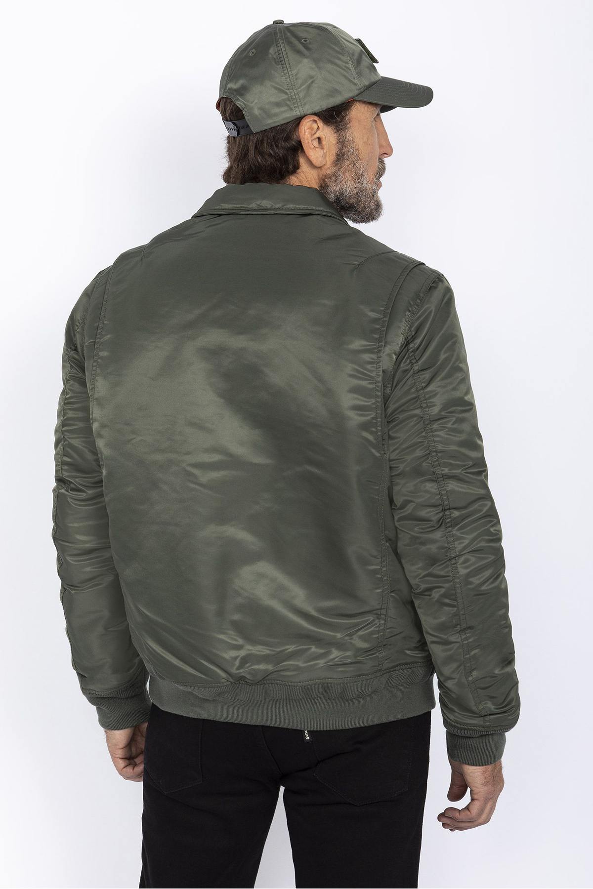 Retro khaki-colored bomber jacket - Image n°3