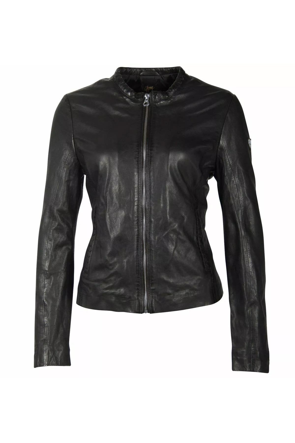 Women's black leather jacket - Image n°9