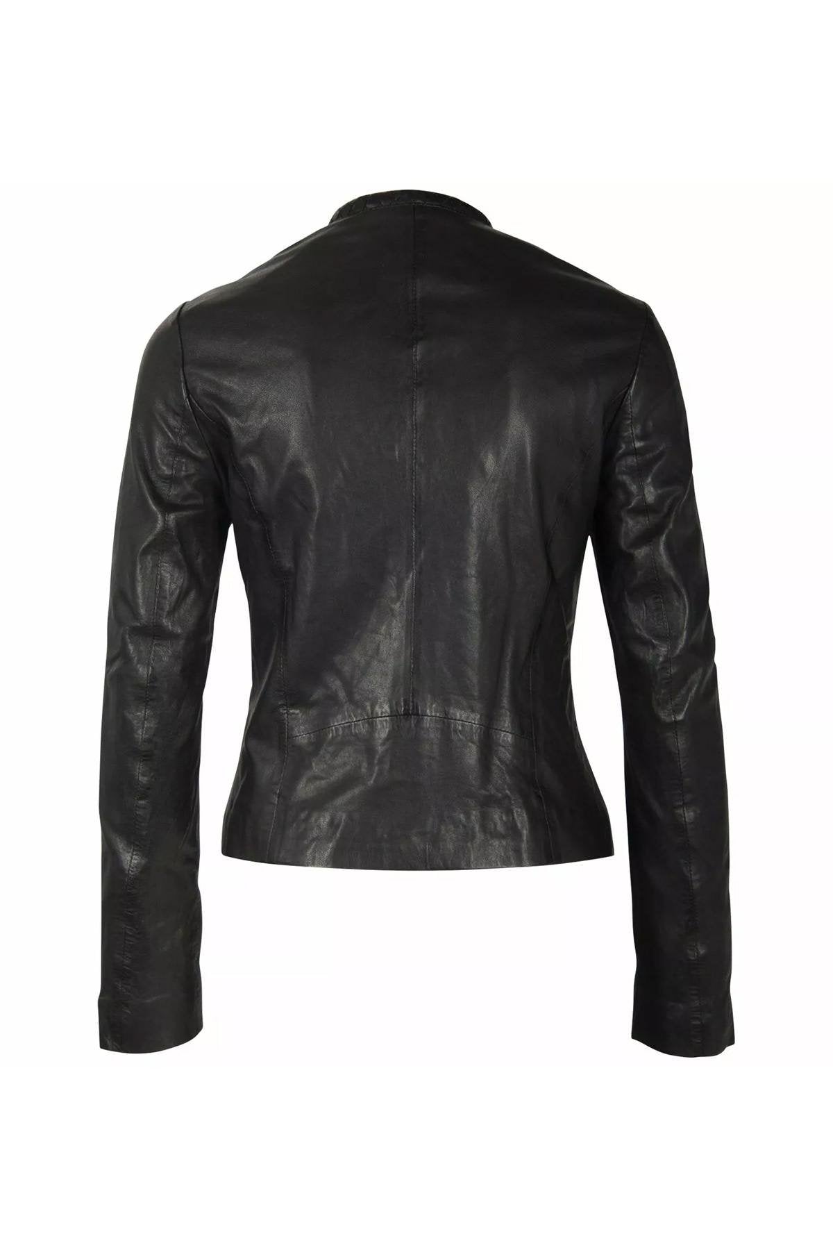 Women's black leather jacket - Image n°10