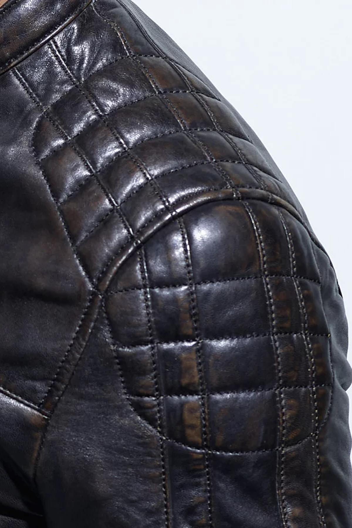 Biker jacket in patinated lambskin - Image n°5