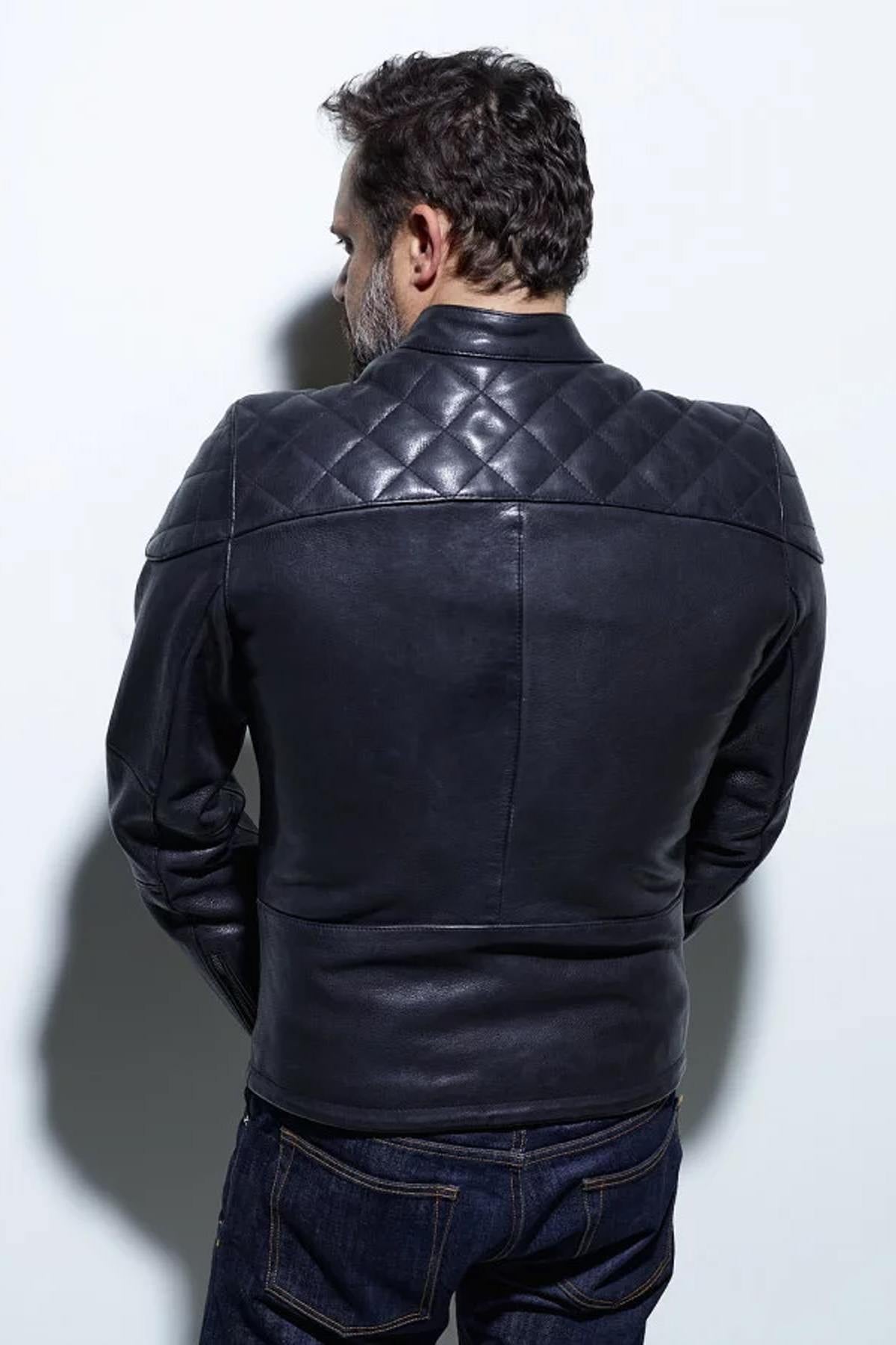 Biker style jacket in thick cowhide leather - Image n°2