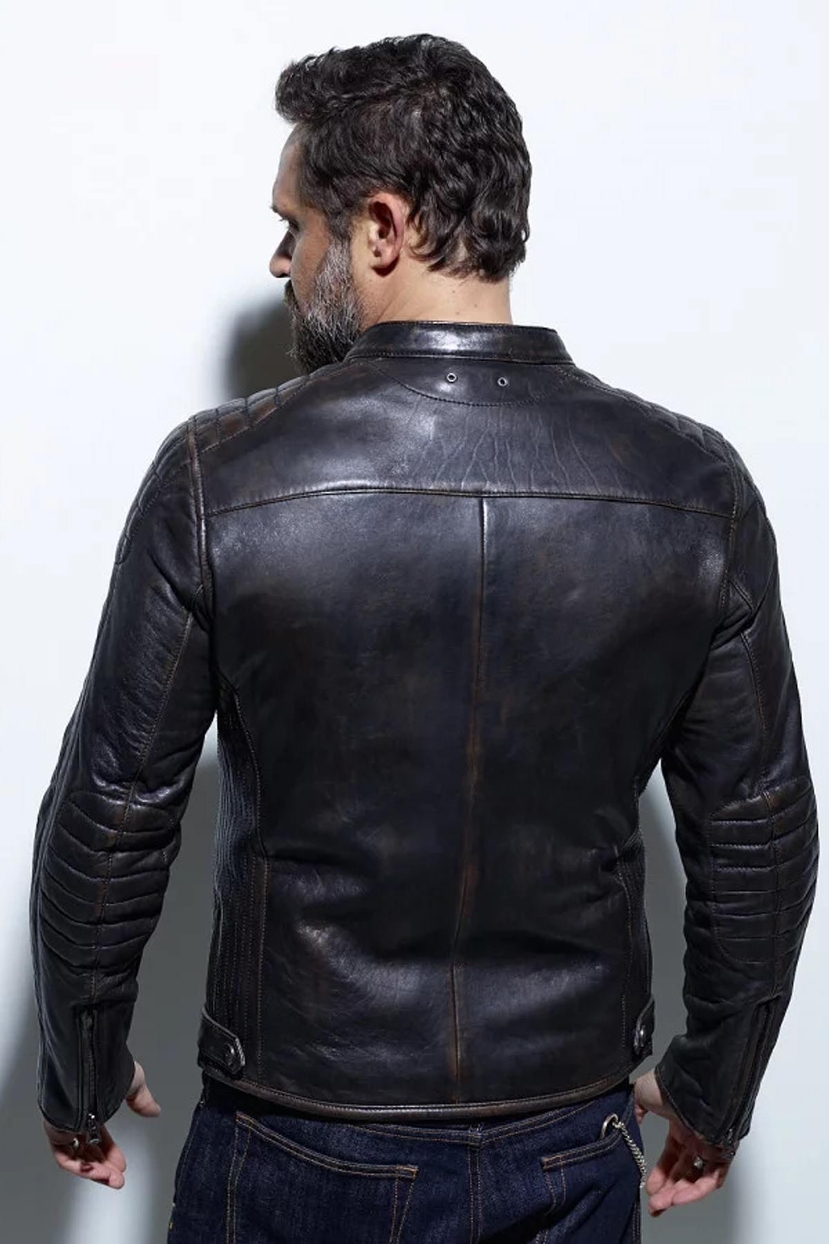 Biker jacket in patinated lambskin - Image n°3