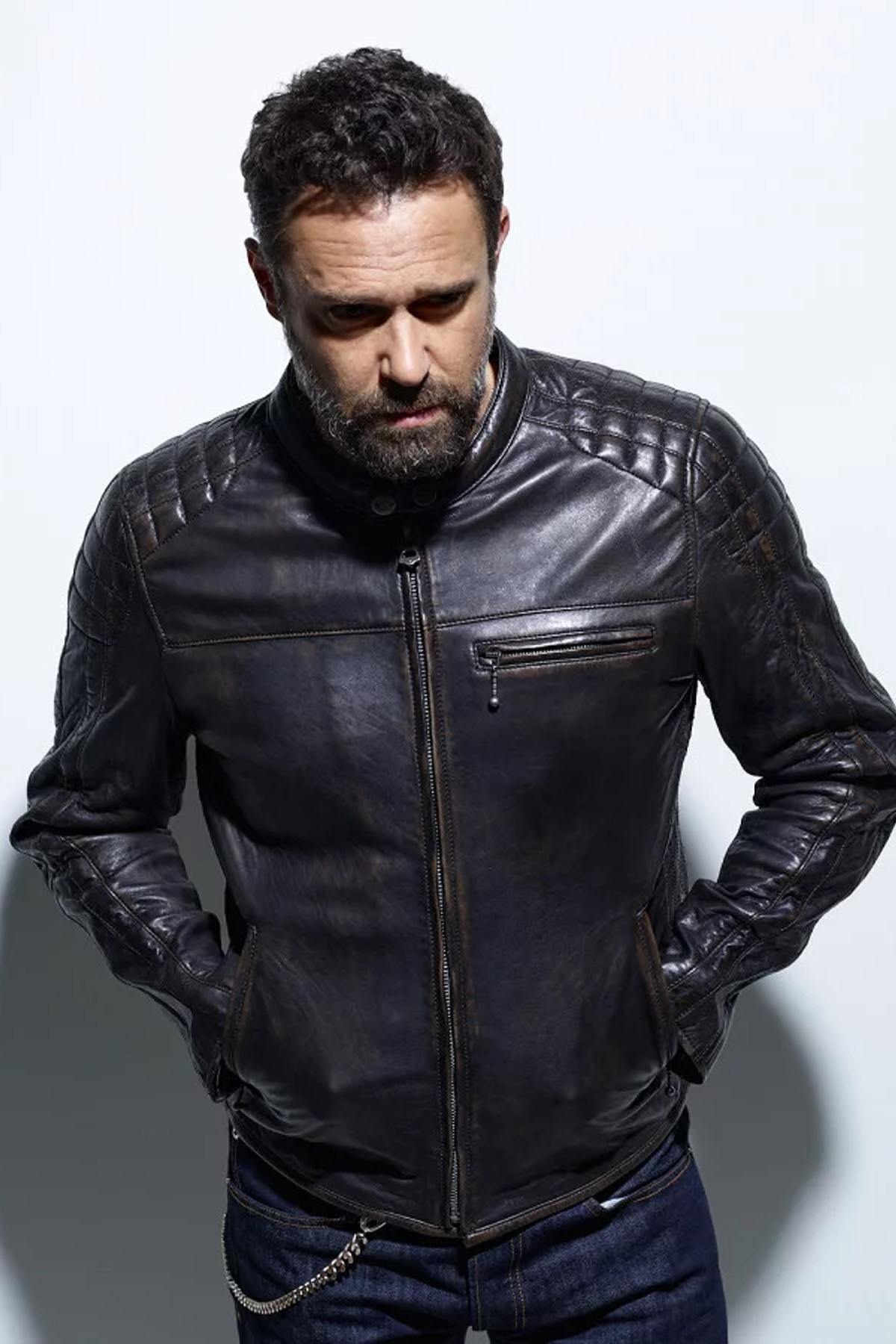 Biker jacket in patinated lambskin - Image n°1