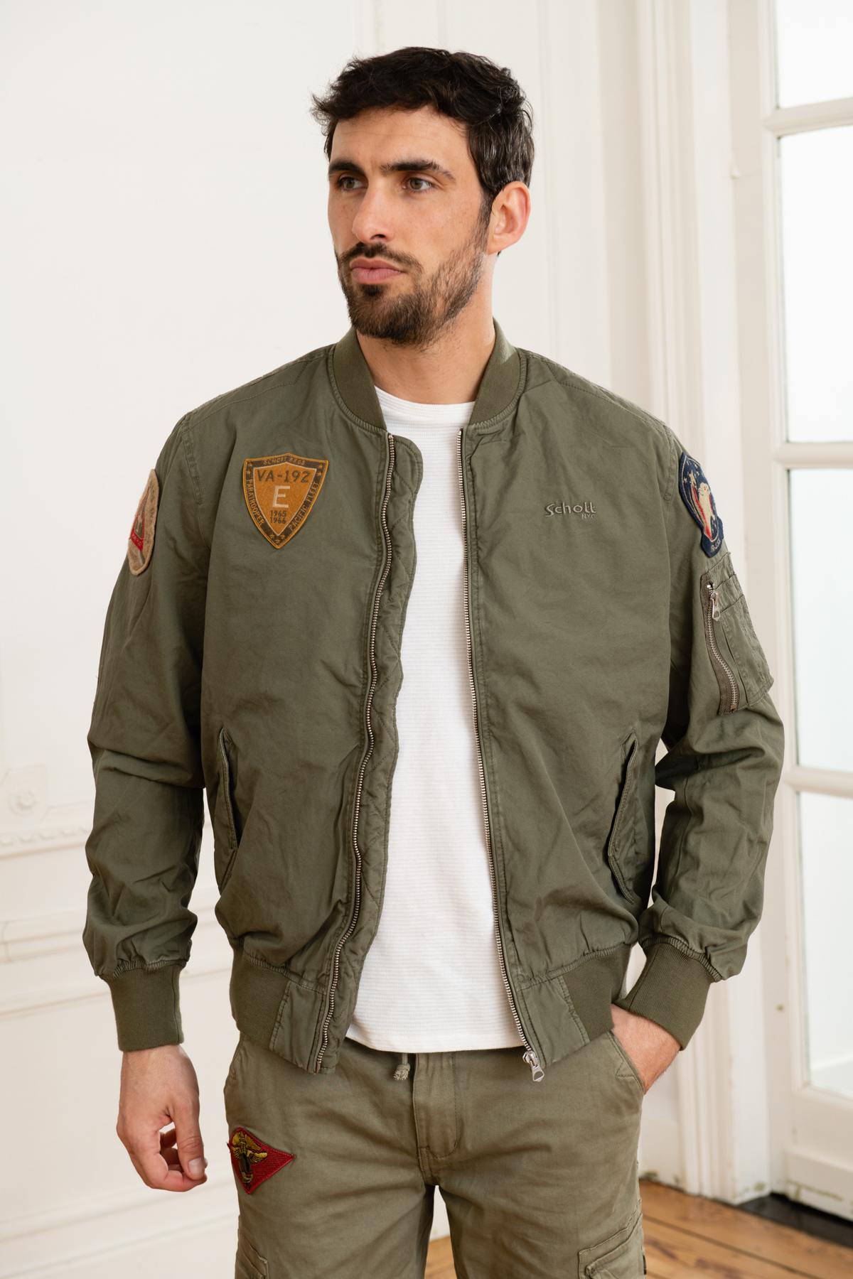 Khaki military bomber jacket - Image n°6