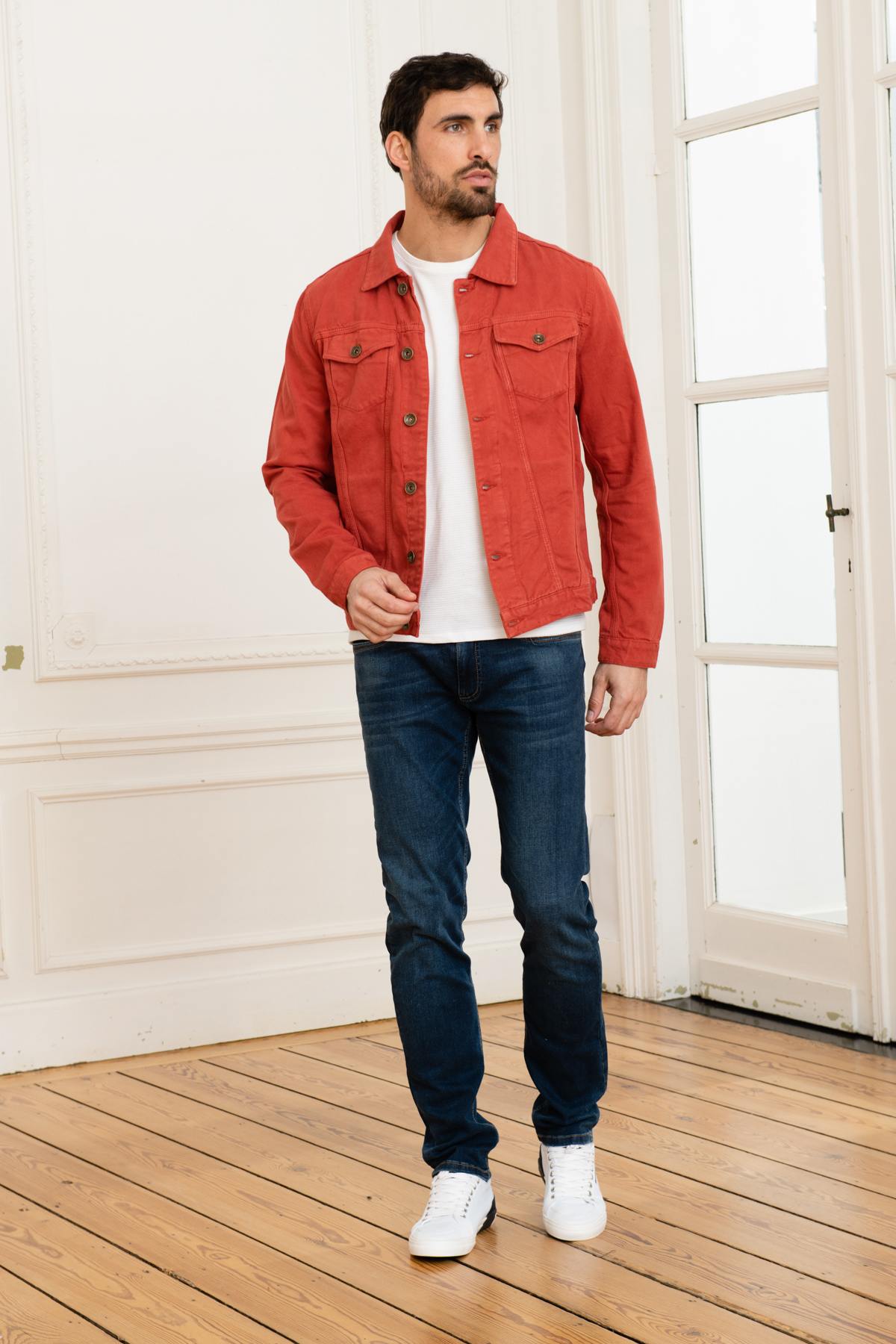 Brick red denim jacket - Image n°6