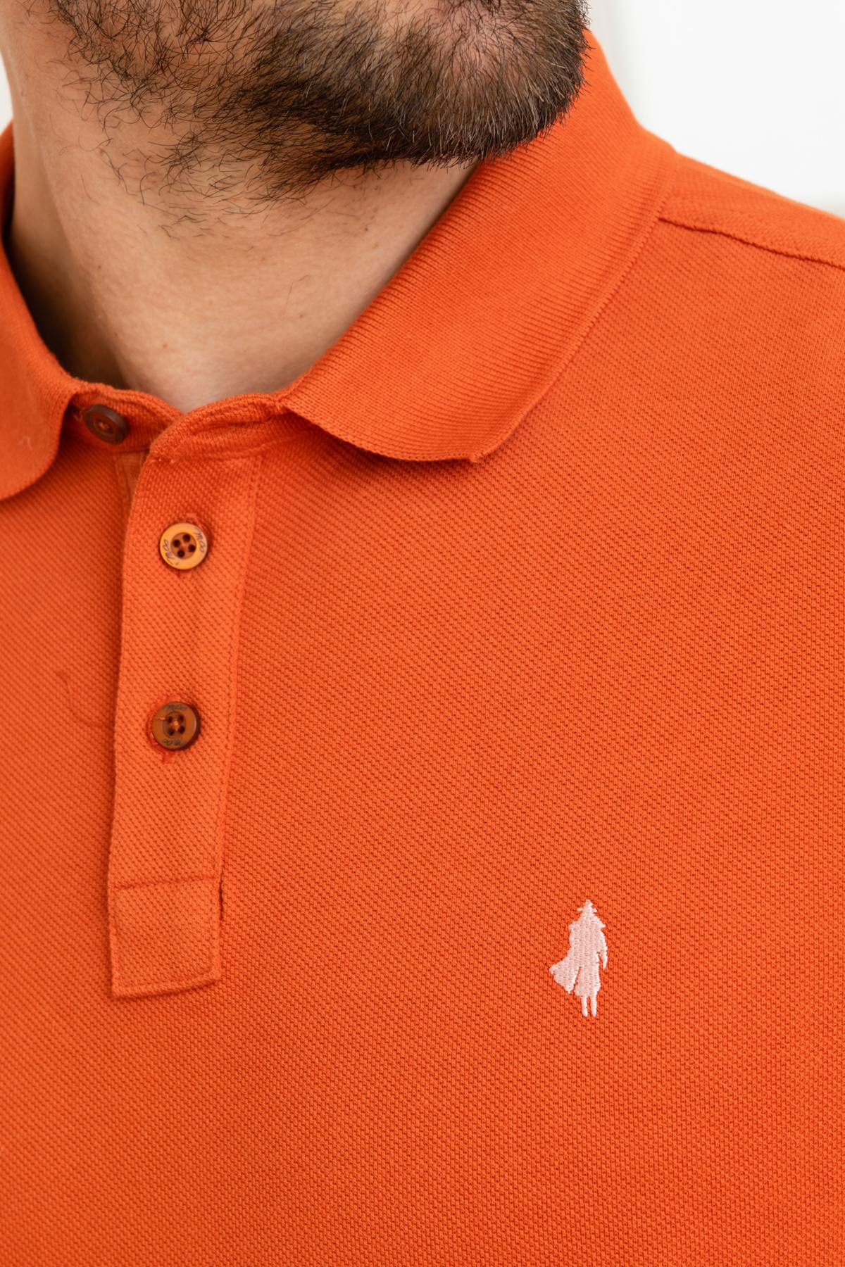 Orange cotton polo shirt - Image n°4