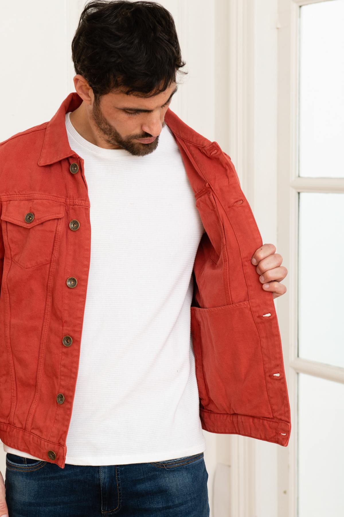 Brick red denim jacket - Image n°4