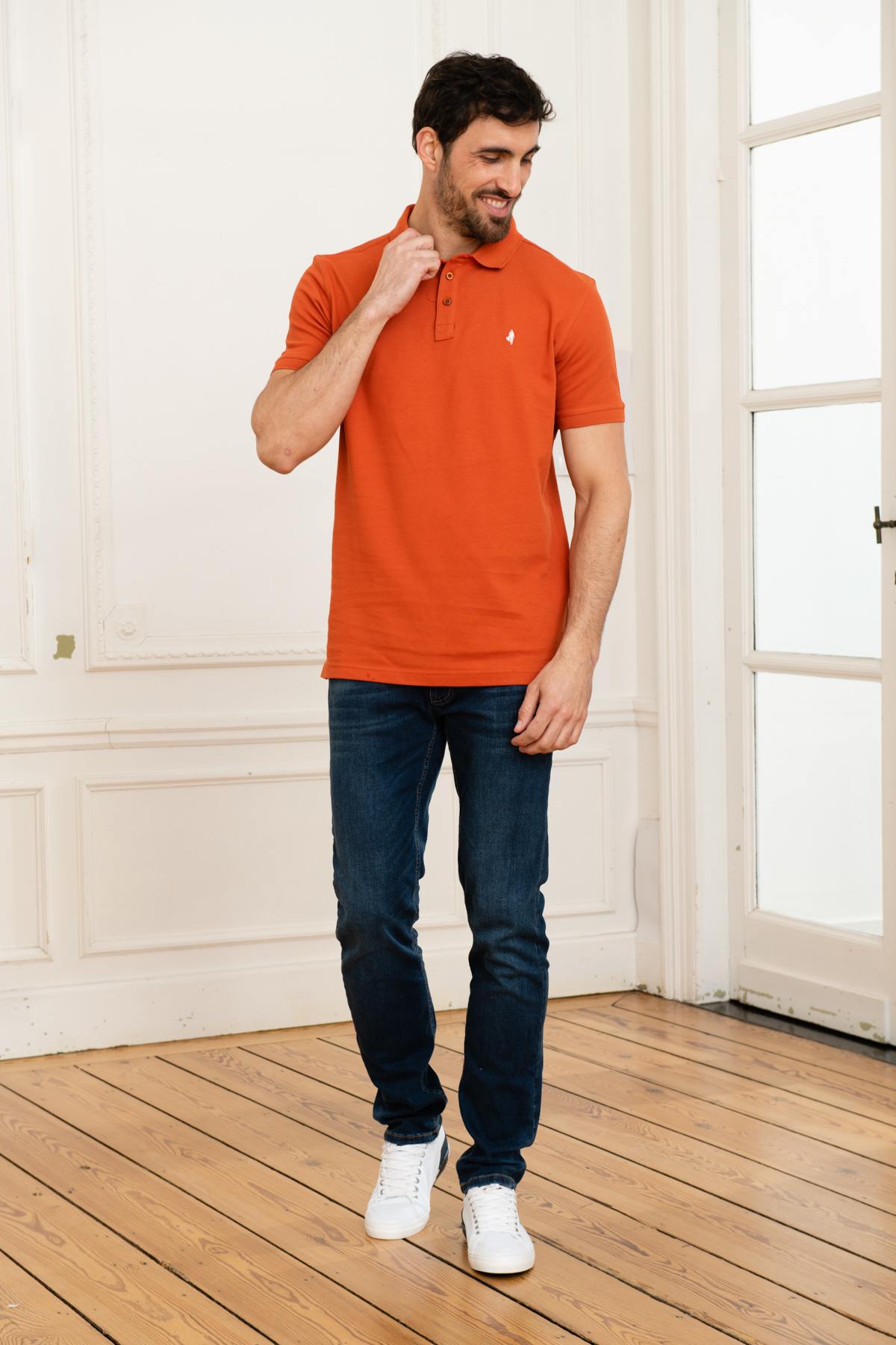 Orange cotton polo shirt - Image n°2