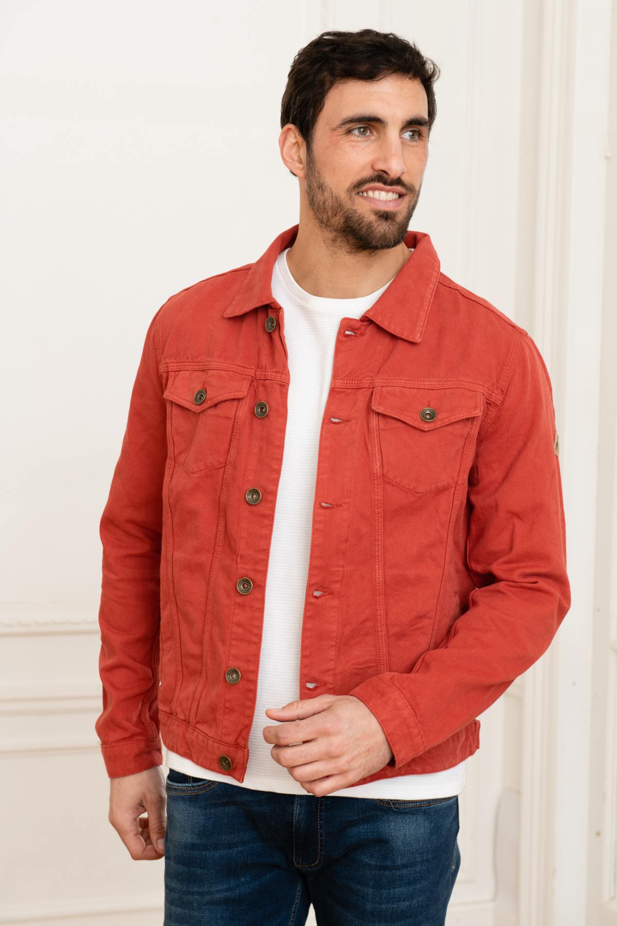 Brick red denim jacket - Image n°7