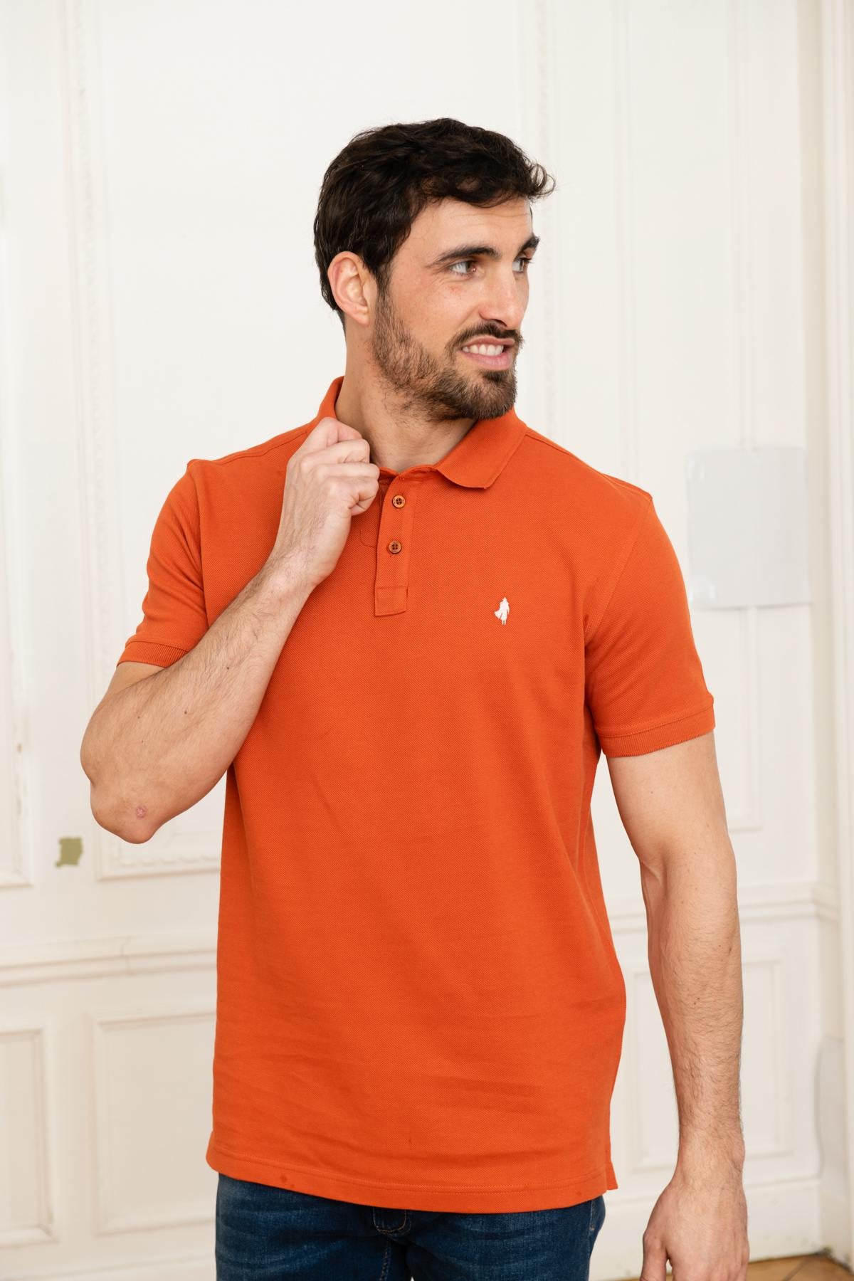 Orange cotton polo shirt - Image n°1