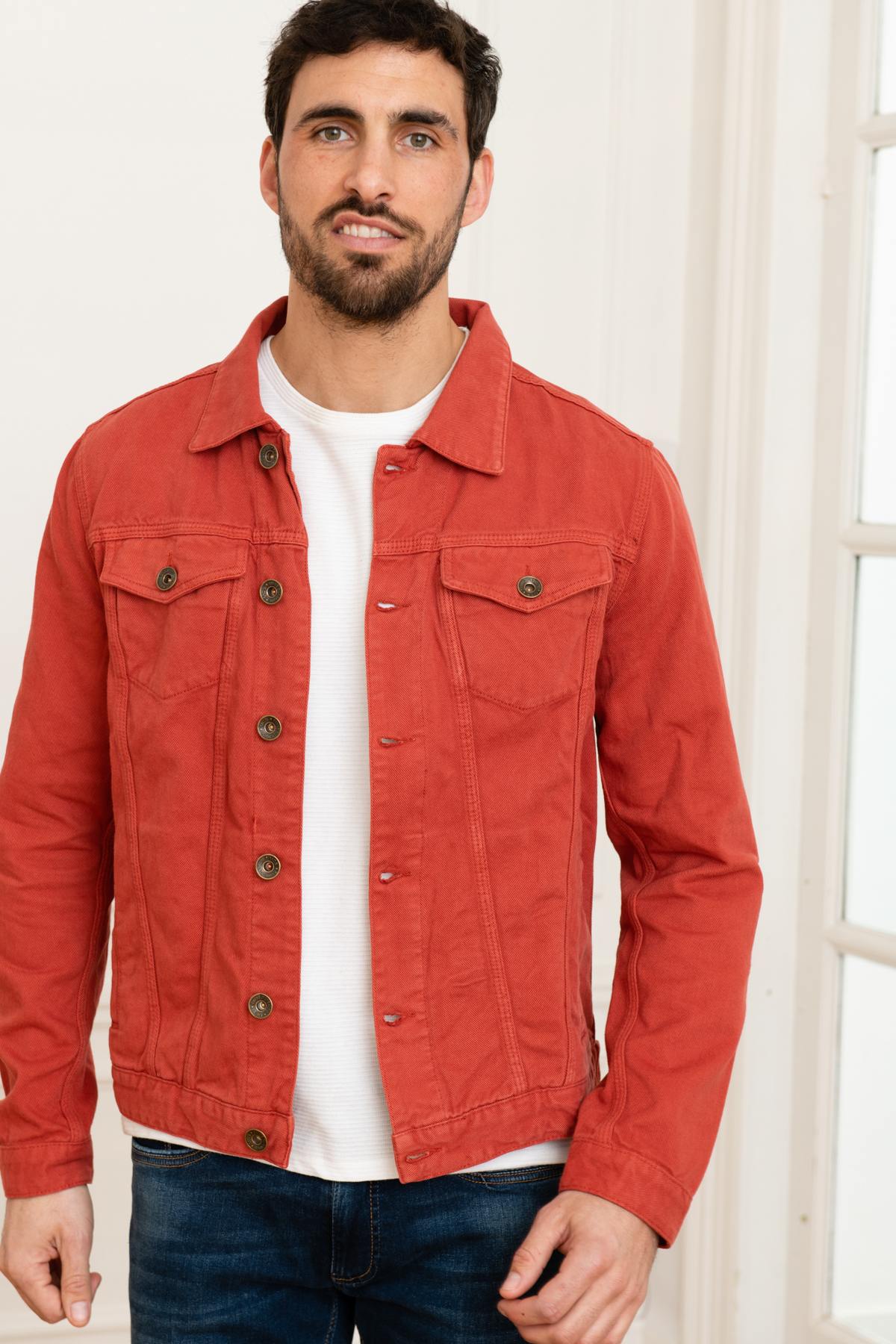 Brick red denim jacket - Image n°1