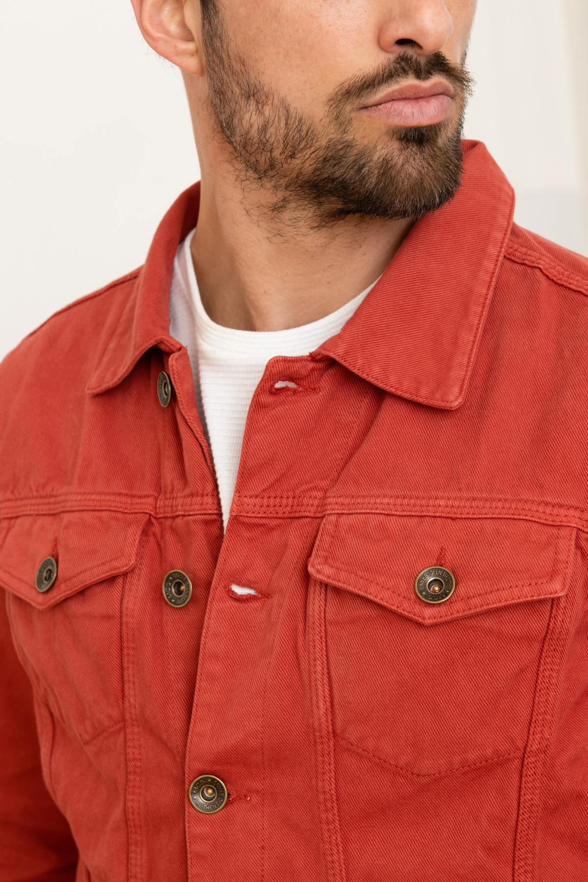 Brick red denim jacket - Image n°8