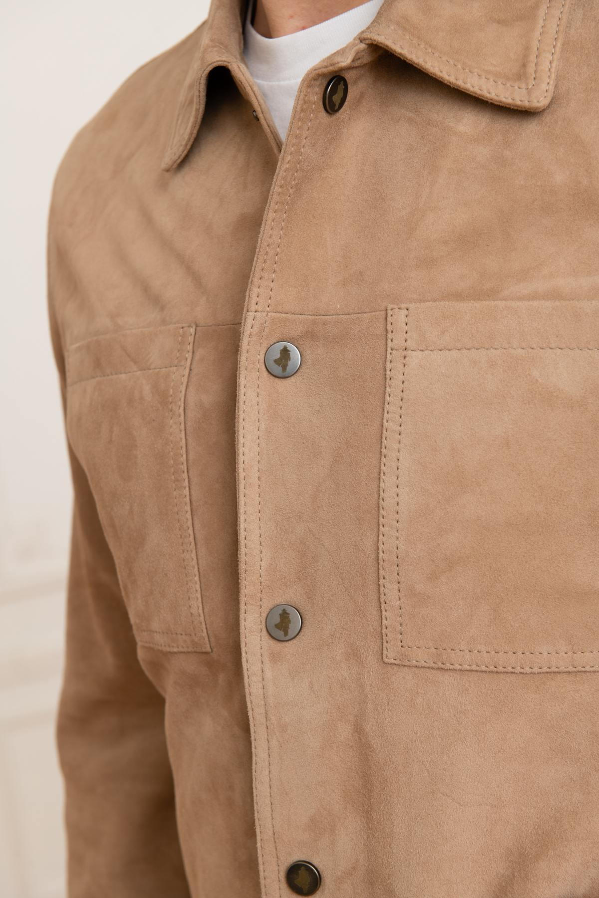 Suede jacket with shirt collar - Image n°2