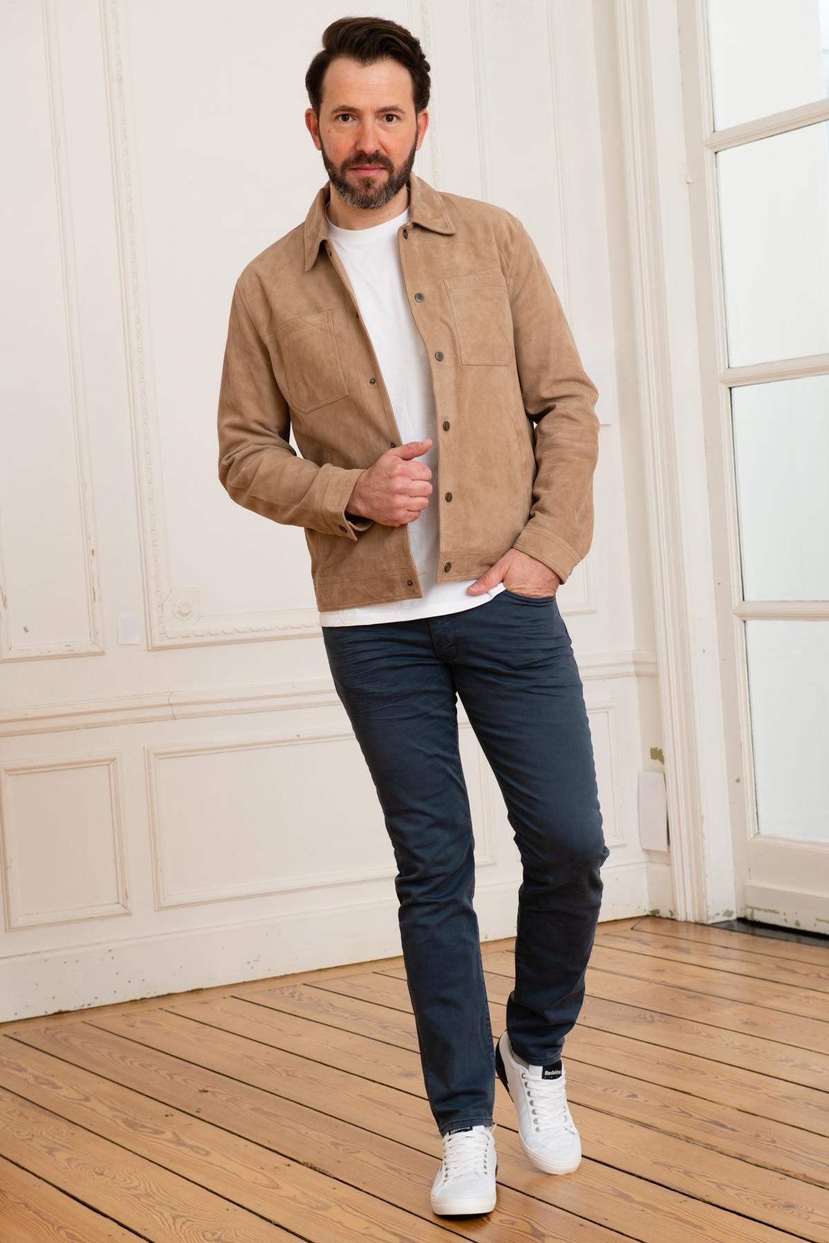 Suede jacket with shirt collar - Image n°3