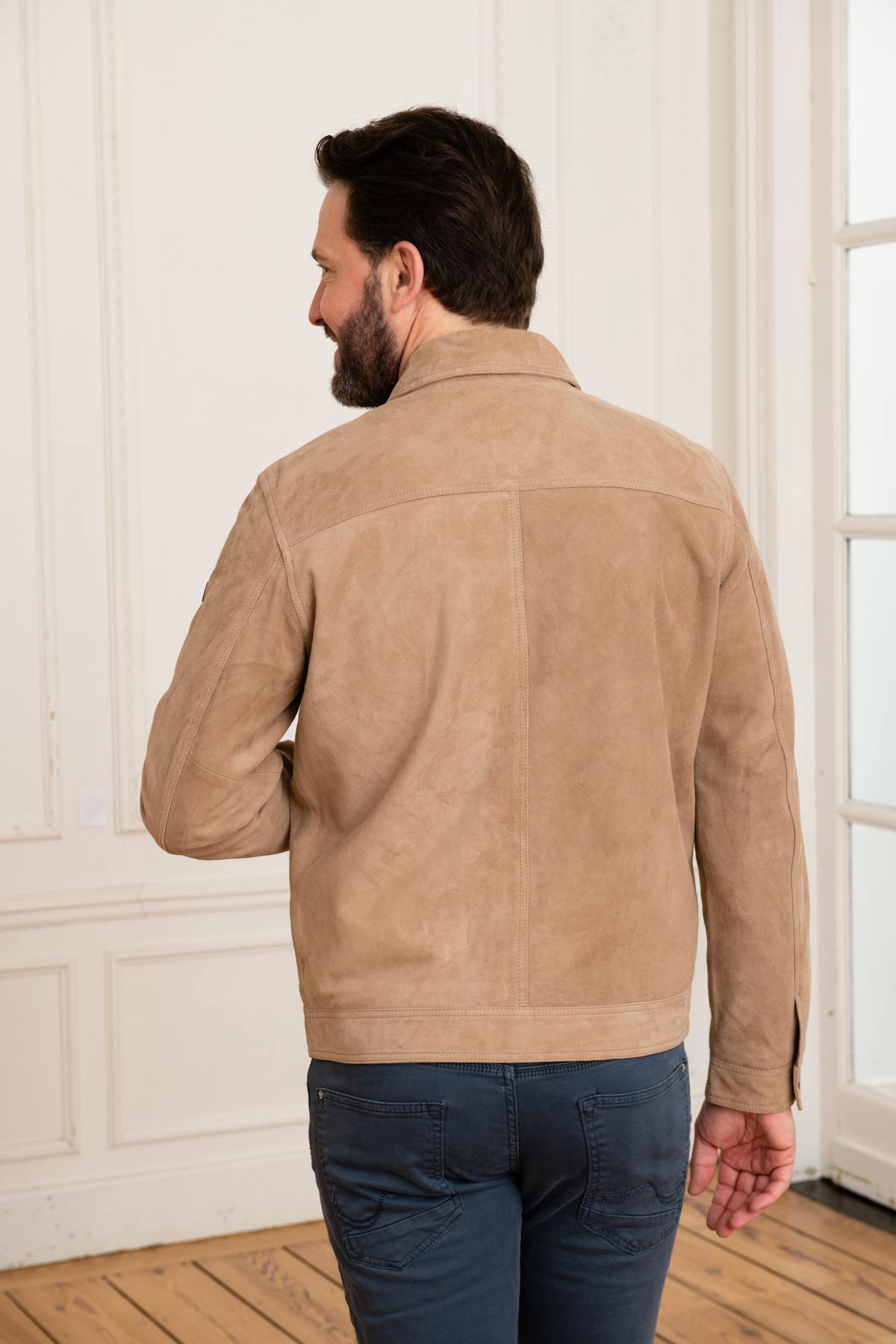 Suede jacket with shirt collar - Image n°8