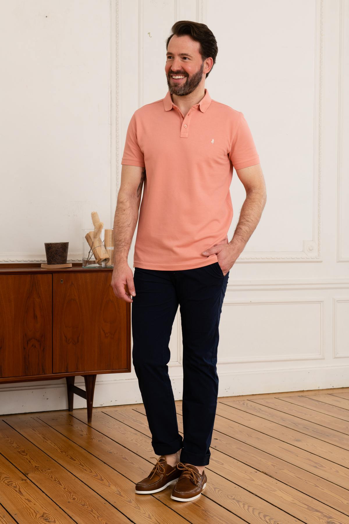 Men's pink polo shirt - Image n°3