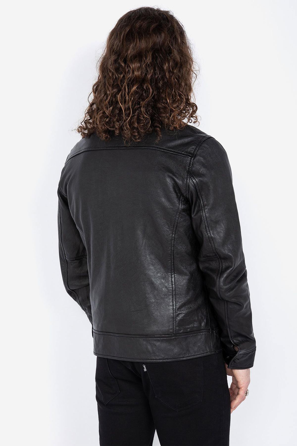 Biker-style jacket in soft lambskin - Image n°4